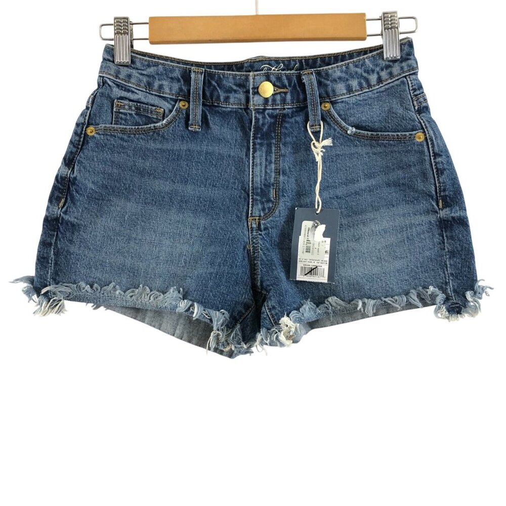 Universal Thread Womens Shorts High Rise Shortie Denim Fringe Medium Wash Size 0